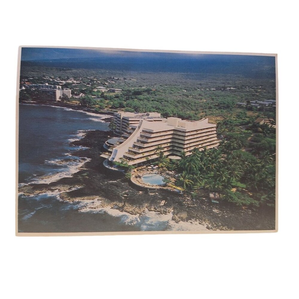 Hawaii Postcard‎ Kona Hilton Beach Tennis Resort Kailua Ocean Island Blank 4 x 6